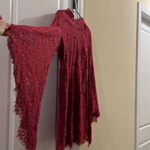Lulus burgundy lace bell sleeve dress size xl